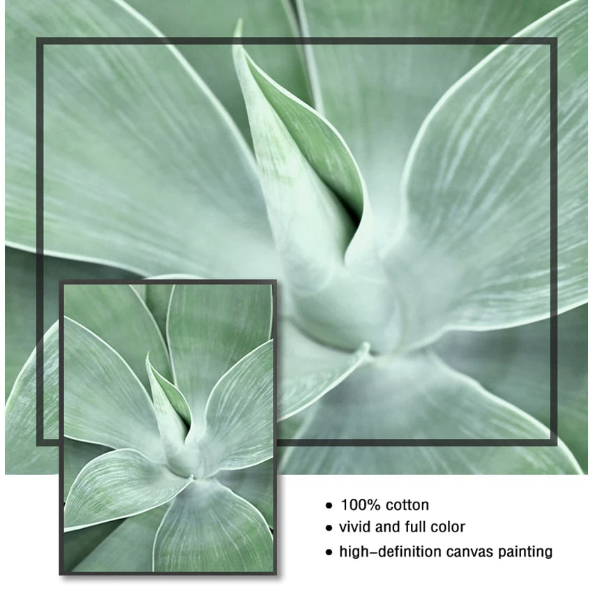 Green Plant Abstract Nordic Canvas Wall Art Print | Unframed