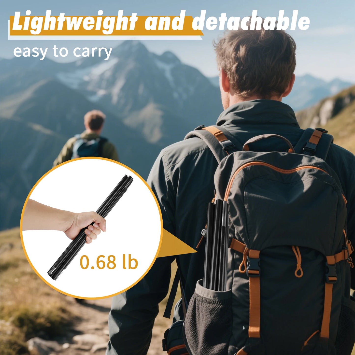 1Pcs Pre-Assembled Tent Pole Aluminum Alloy 3.6m 4.3m Camping Support Pole for Outdoor Hiking Tent Awning Shelter Frames Rods Peaceful Pleasures Health and Wellness