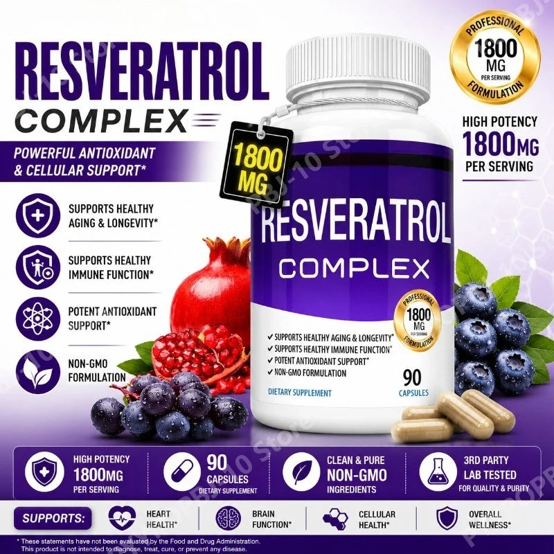 Resveratrol Complex 1800mg | 90 Veg Caps | Antioxidant Support