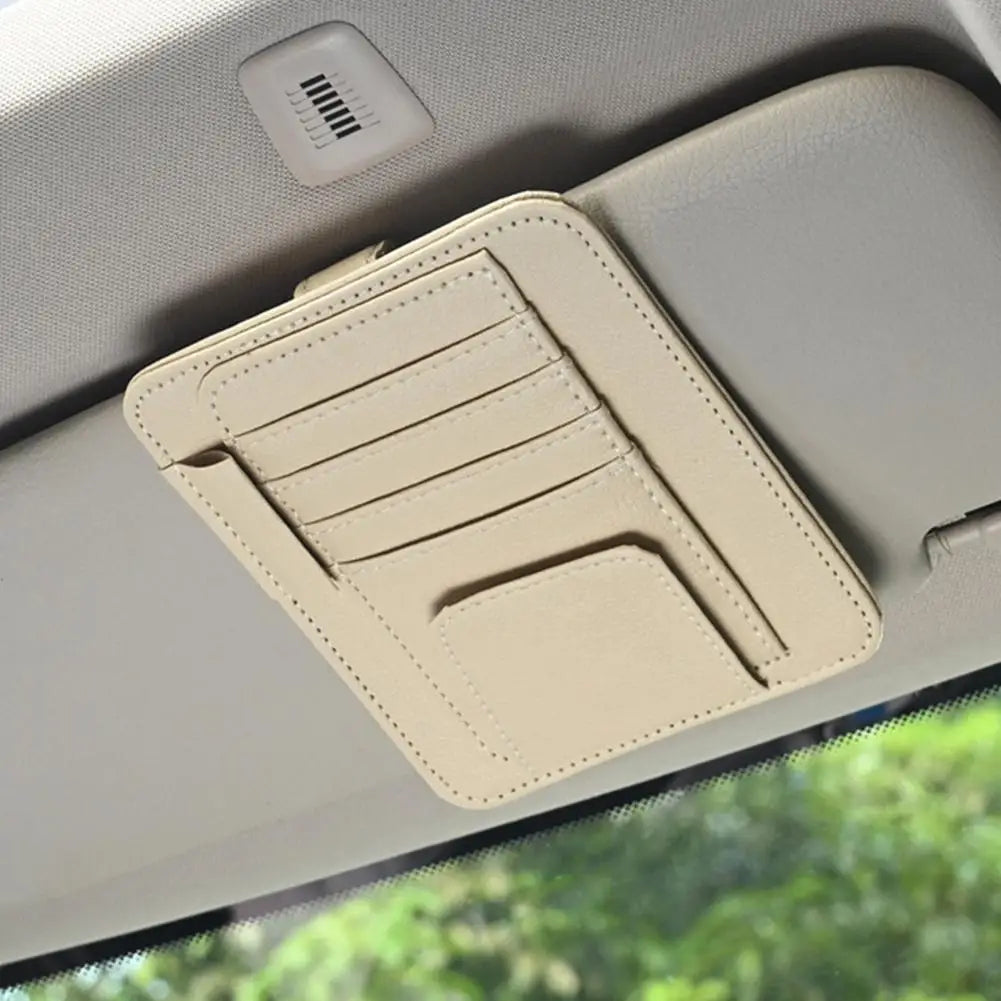 Car Sun Visor Organizer for Business Cards & Sunglasses Peaceful Pleasures Health and Wellness beige