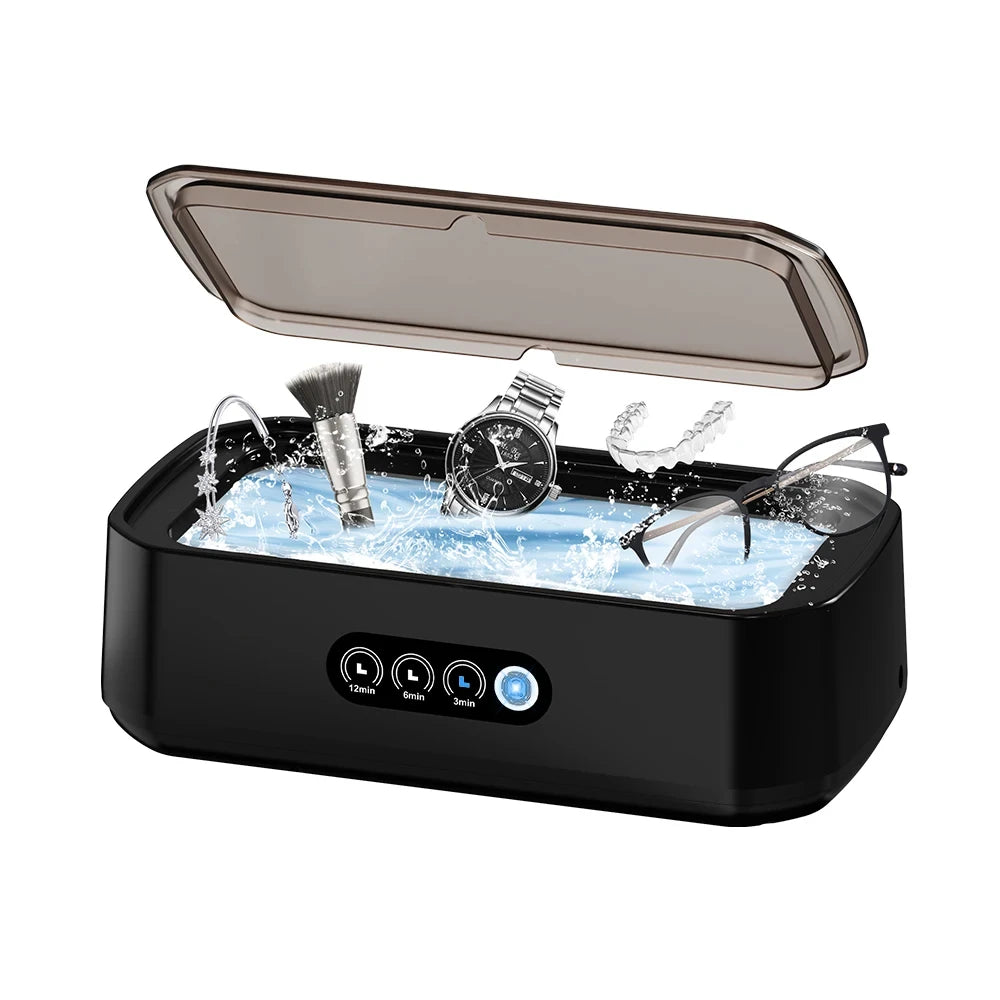 Ultrasonic Cleaner Machine Eyeglass 650ml Mini High-frequency Vibration Cleaning For Glasses Jewelry Denture Pacifier Peaceful Pleasures Health and Wellness black EU