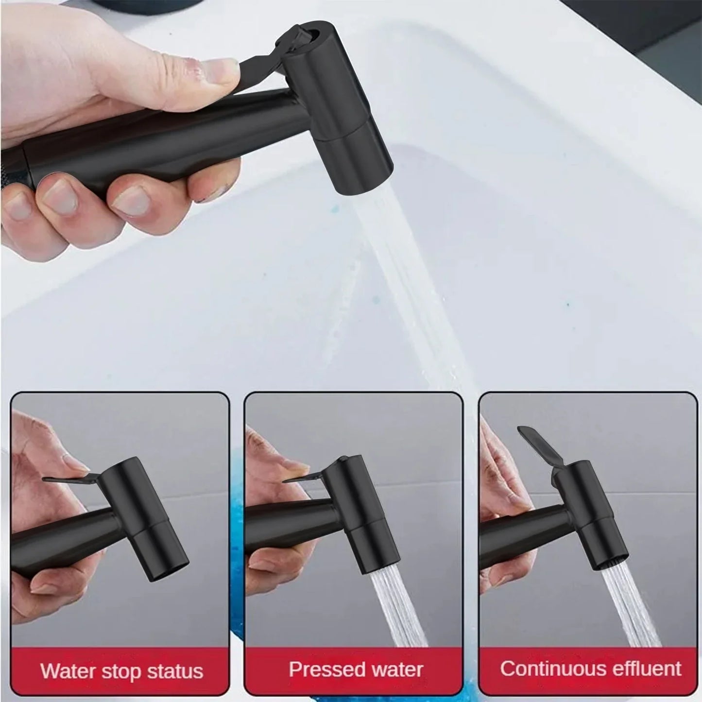 Handheld Bidet Sprayer Set Stainless Steel Spray Gun Shower Bathroom Toilet Bidet Faucet Sprayer Nozzle Home Self Cleaning Peaceful Pleasures Health and Wellness