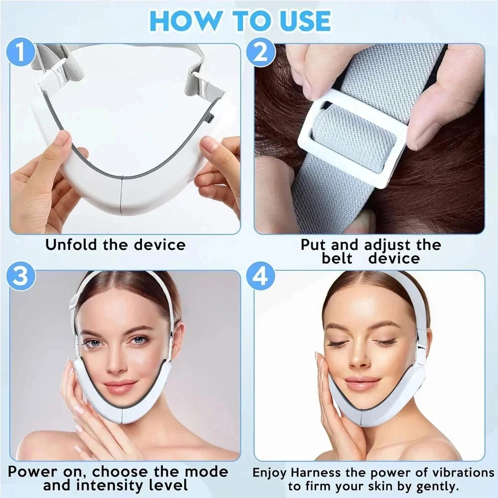 V Face Facial Massager, Intelligent Beauty Household Facial Massager, V-shaped Facial Lifting Firming Belt, Double Chin Reducer Peaceful Pleasures Health and Wellness
