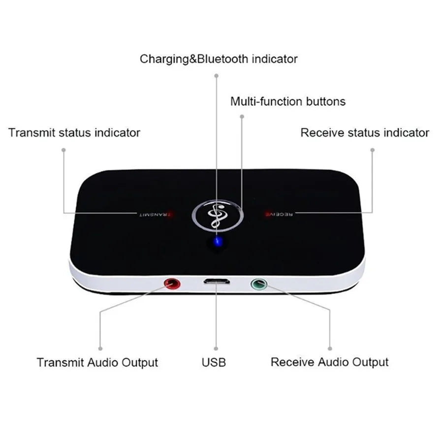 2-in-1 Bluetooth 5.0 Transmitter Receiver Wireless Audio Adapter 3.5mm AUX RCA Jack for Car TV PC Headphone Speaker Peaceful Pleasures Health and Wellness