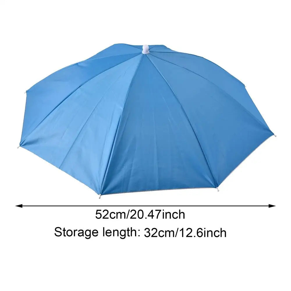 Foldable Head Umbrella Hat Portable Foldable Rain Umbrella Hat Outdoor Fishing Sunshade Hat for Golf Gardening Camping Peaceful Pleasures Health and Wellness Skyblue