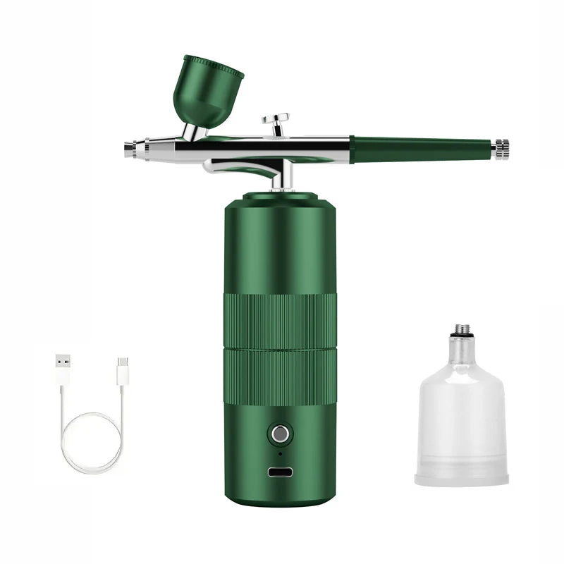 Airbrush Nail With Compressor Portable Airbrush Nail Art Compressor For Nails Cake Painting Crafts Air Brush Kit Nails Spray Peaceful Pleasures Health and Wellness Green