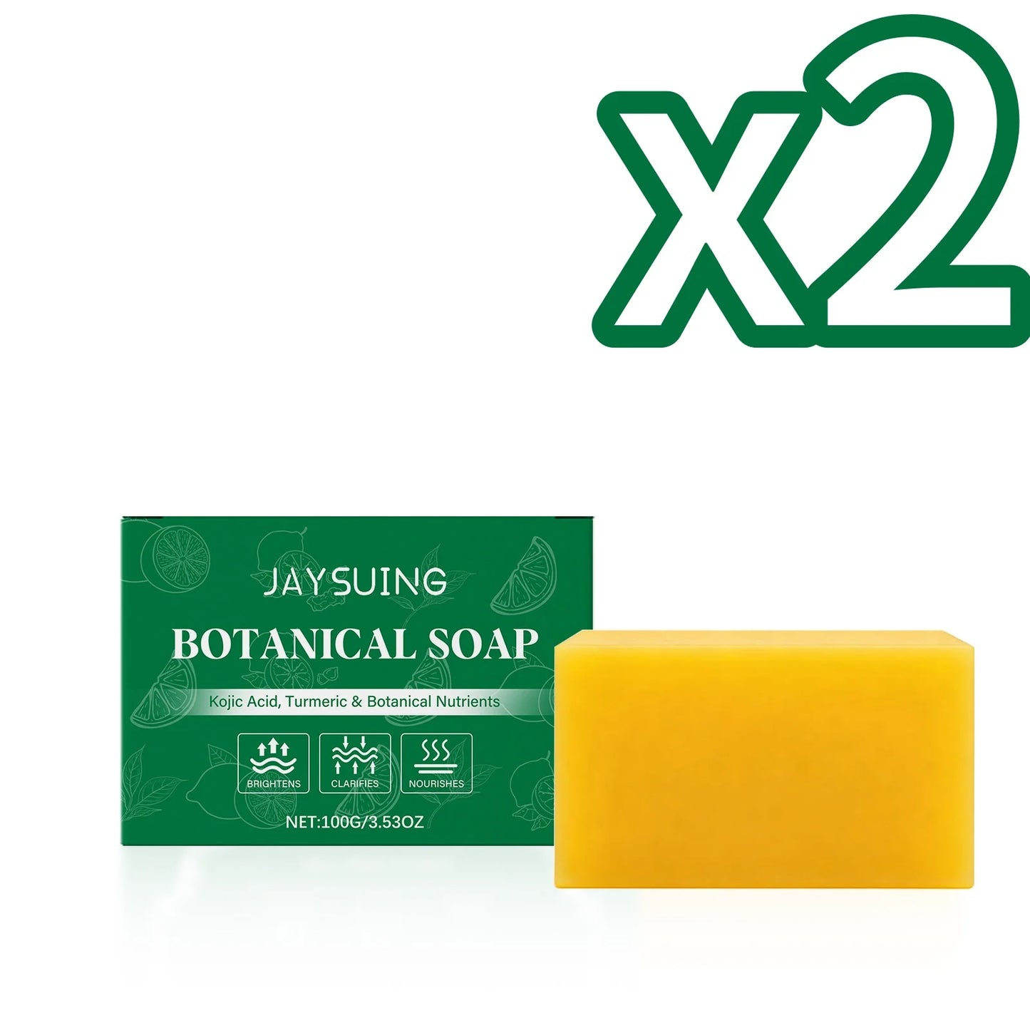 Jaysuing Botanical Soap Deeply Cleanse Skin Remove Dirt Moisturize Dry Skin Gentle Exfoliate Daily Body Wash Turmeric Body Soap Peaceful Pleasures Health and Wellness 100g Boxed X 2PCS