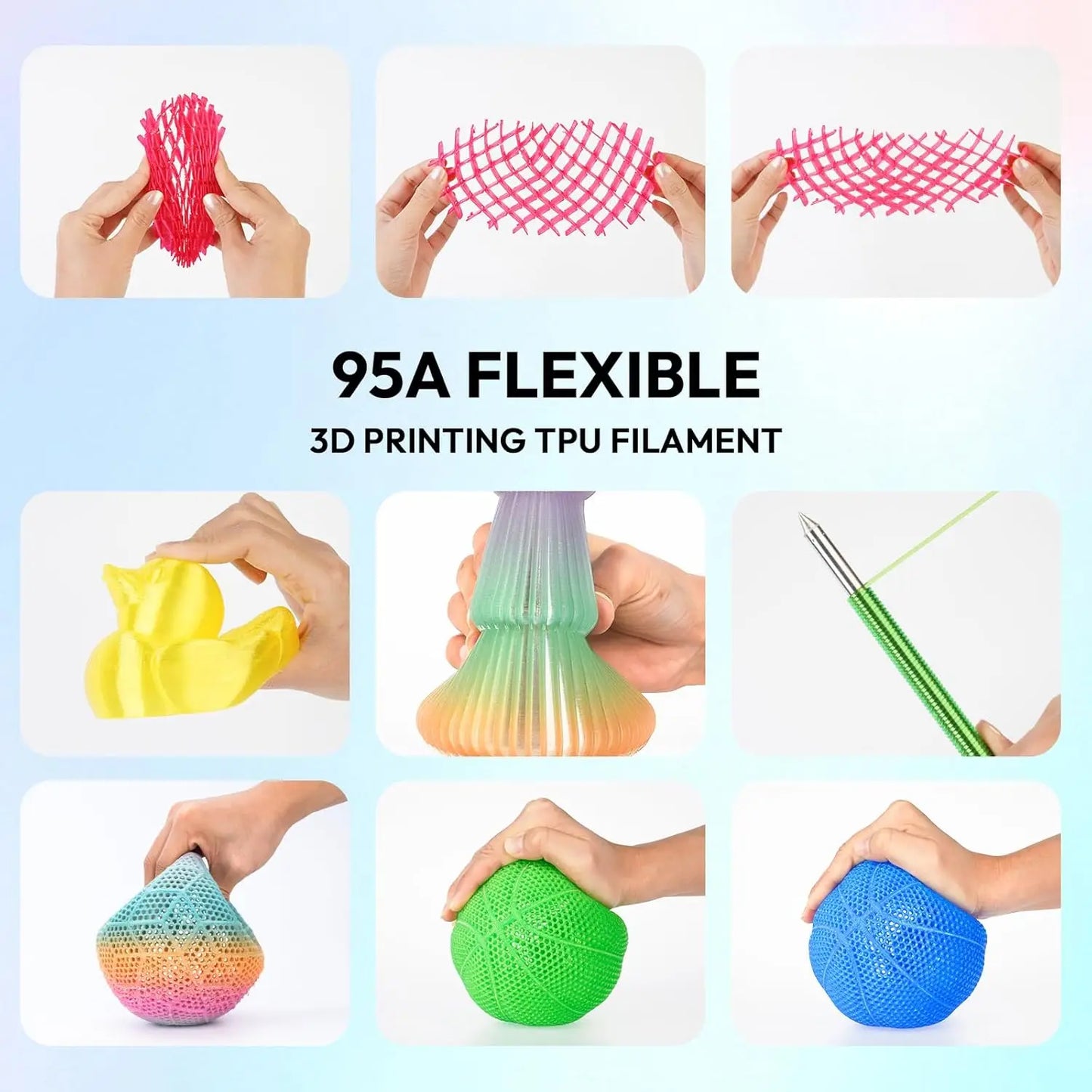 Color Changing Rainbow TPU Filament 95A – Flexible 3D Printing