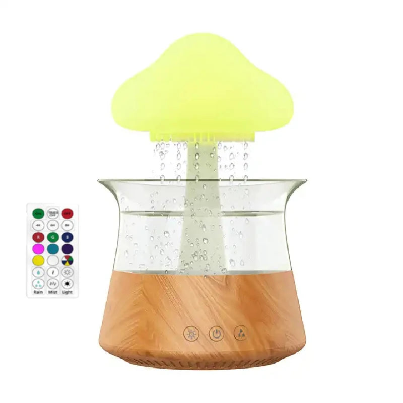 Essential Oil Diffuser Air Humidifier Rain Drop Aroma Diffuser Rainy Night Light For Office Ultrasonic Fragrance Humidifier Peaceful Pleasures Health and Wellness Wood grain color