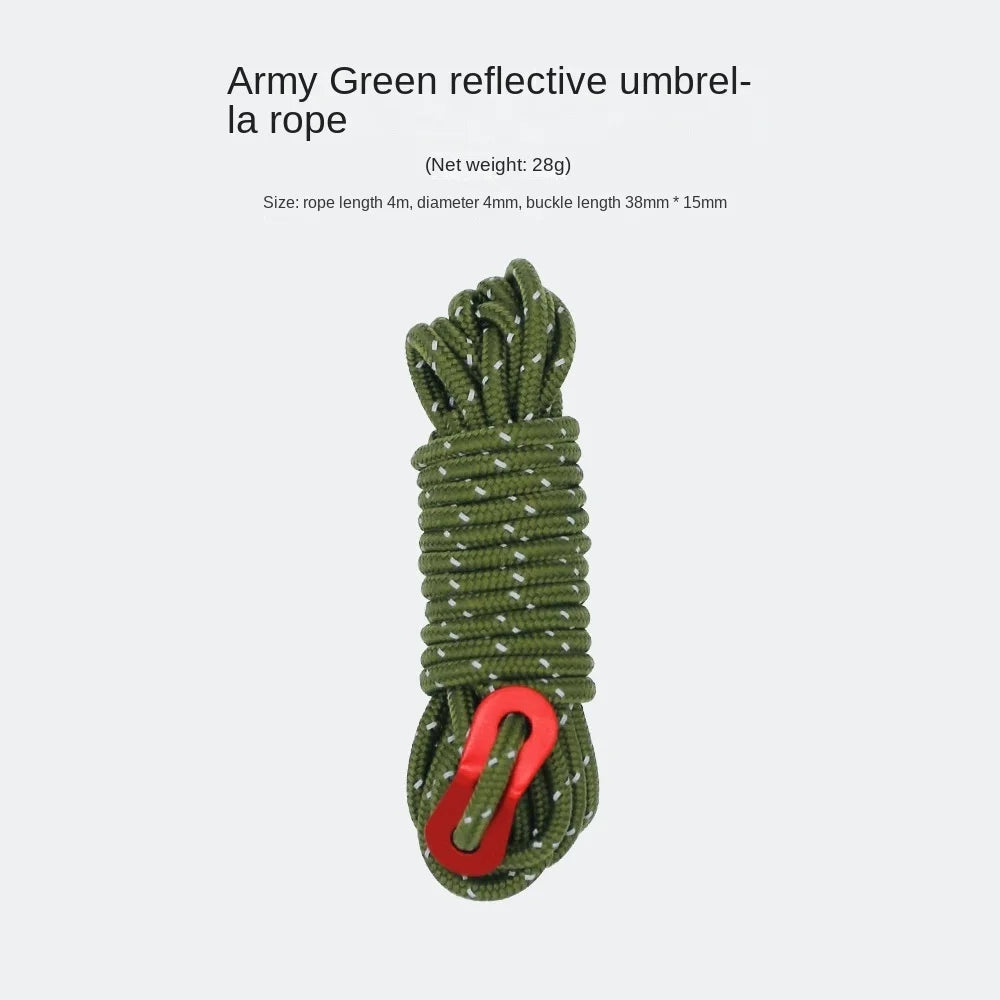 4M Durable Tent Rope Luminous High Reflective Tent Rope with Buckle Multi-Function Sturdy Tent Rope for Outdoor/Beach/Camping ﻿ Peaceful Pleasures Health and Wellness green