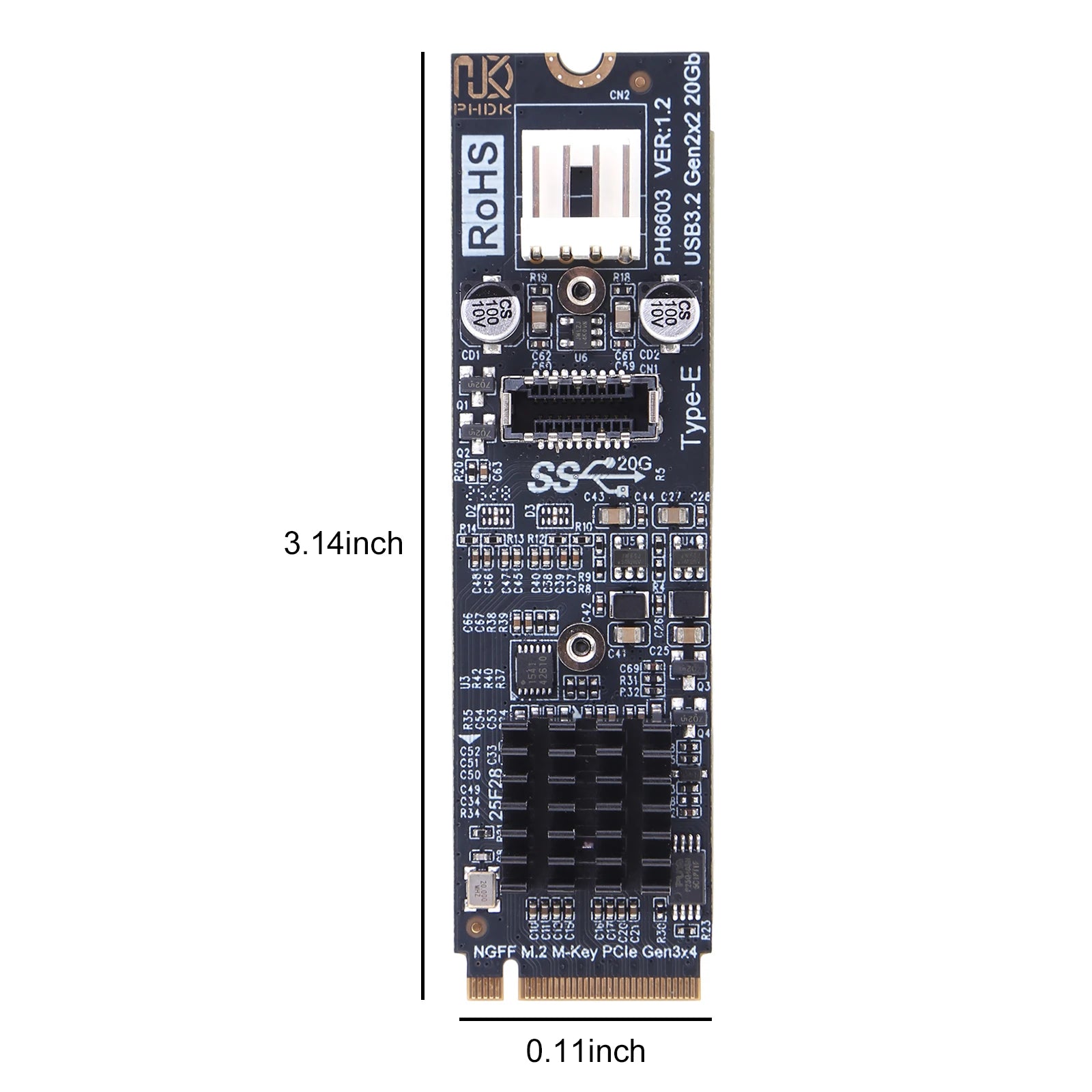 M.2 to TYPE-E Adapter 20Gbps High Speed M.2 M Key NVME PCIe to USB 3.2 Front Panel Expansion Card for Desktop PC Peaceful Pleasures Health and Wellness