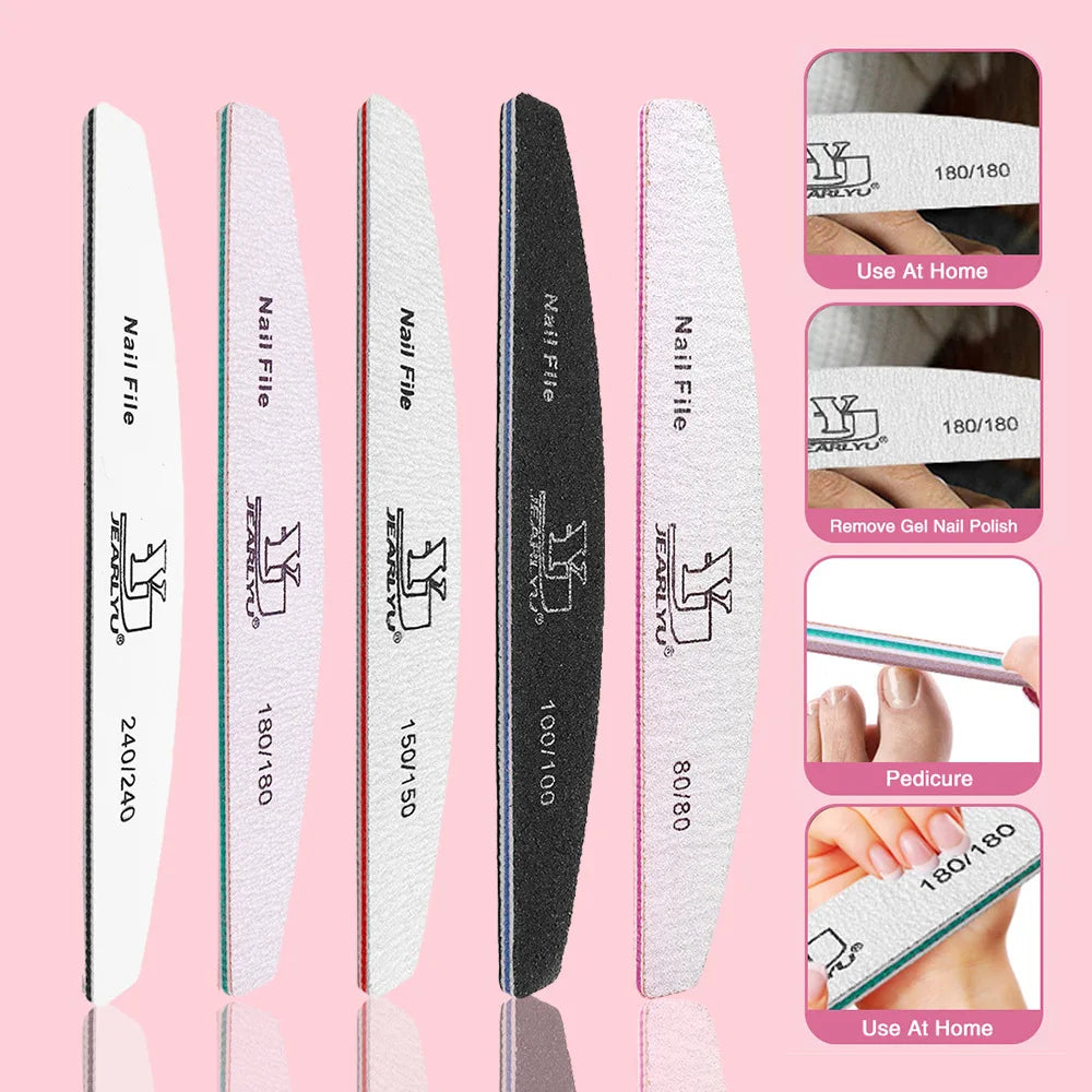 5Pcs/Lot Nail File Mix Color Limas 80/100/150/180/240 Grit Professional Sandpaper Cuticle Remover Buffer Files Manicure Tool Set Peaceful Pleasures Health and Wellness