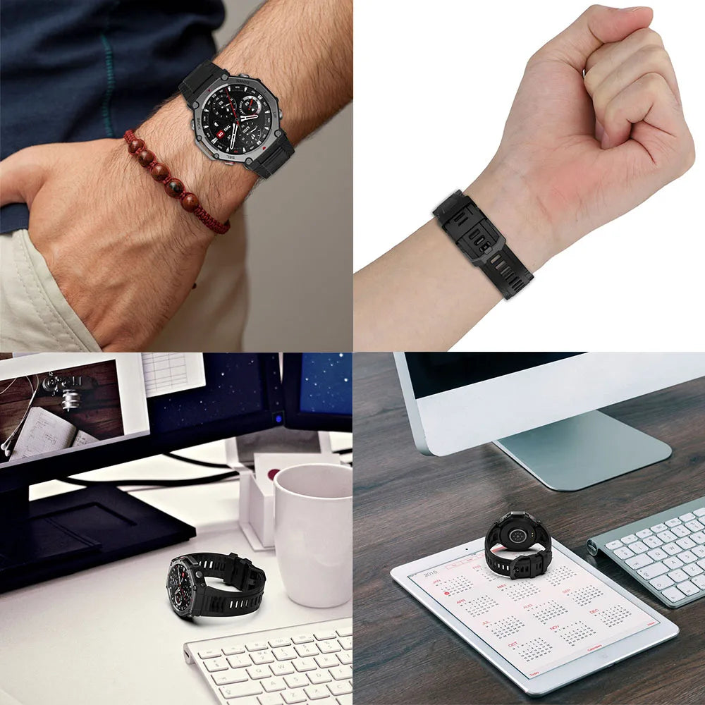 Silicone Watch Band & Case for Amazfit T-Rex 3 – Replacement