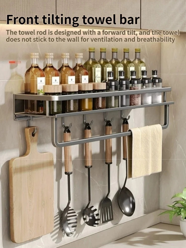 Wall-Mount Kitchen Knife Rack & Spice Organizer | YUNJIEYA