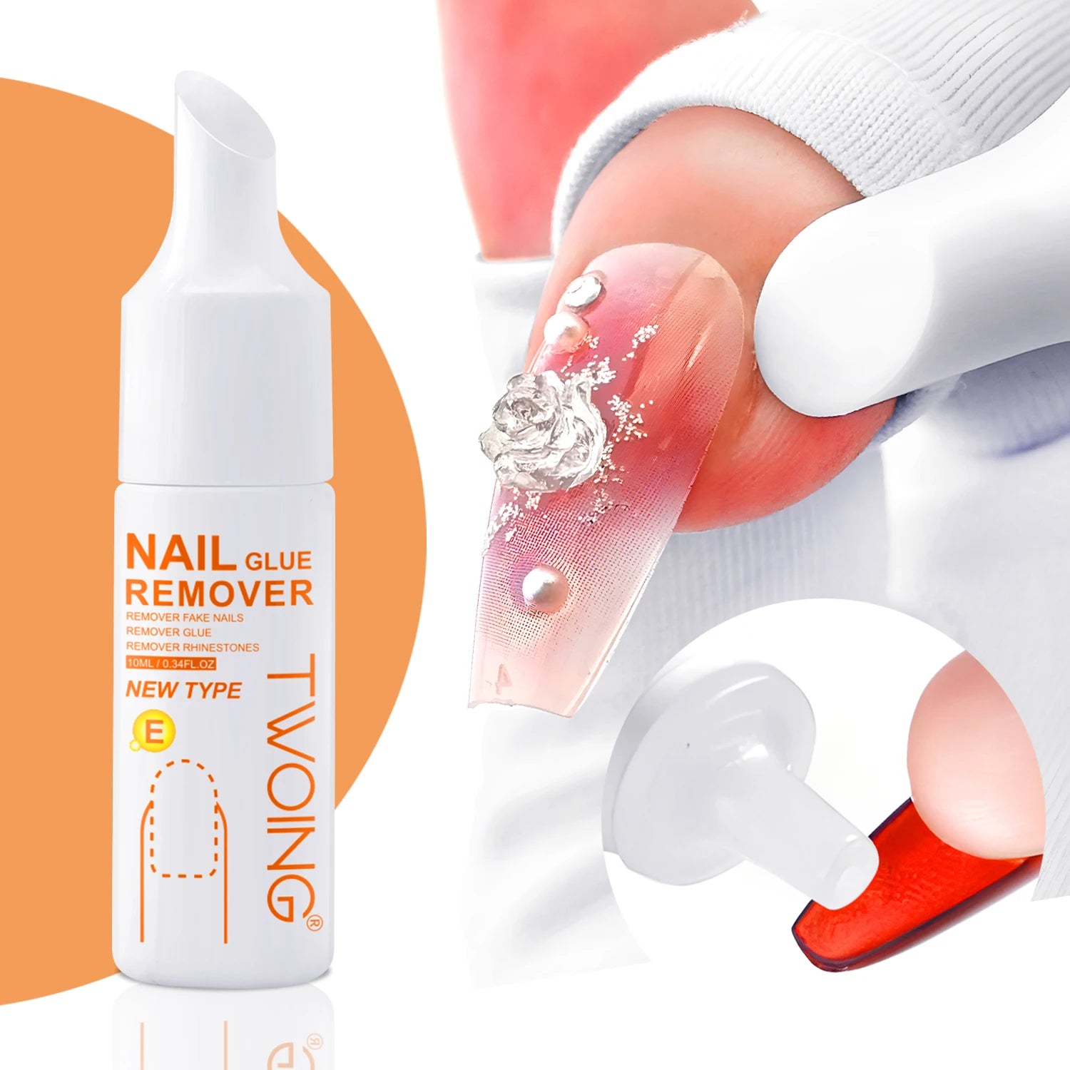 TWOING 10ml Nail Glue Remover for Fake Nails Easily Removes Acrylic Nails, Press-On Nails & Rhinestones - Convenient Prying Cap Peaceful Pleasures Health and Wellness