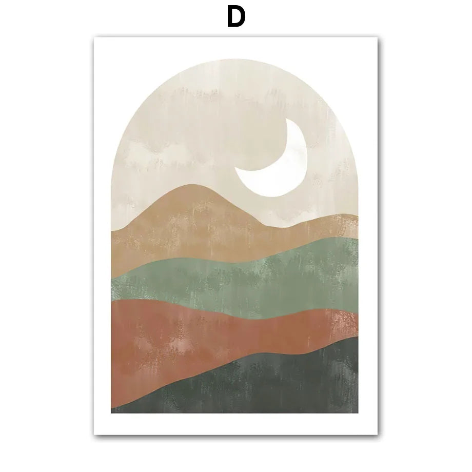 Boho Abstract Canvas Wall Art | Nordic Botanical Print Unframed