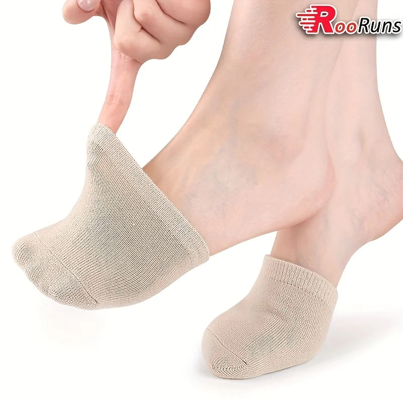RooRuns 1 Pair Gel Forefoot Socks Woman Toe Cushion & Half-Palm Support, Comfort Breathable Half Foot Socks for Running, Walking Peaceful Pleasures Health and Wellness