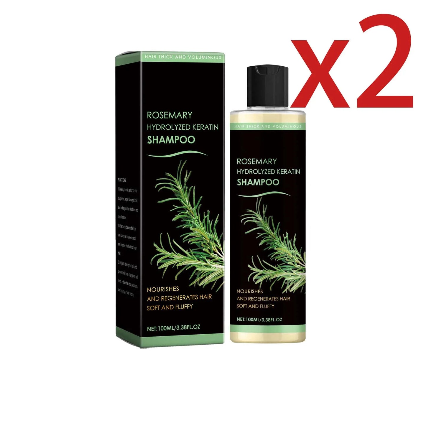 Rosemary Hair Shampoo for Deep Cleaning and Oil Control Peaceful Pleasures Health and Wellness 2x100ml 1