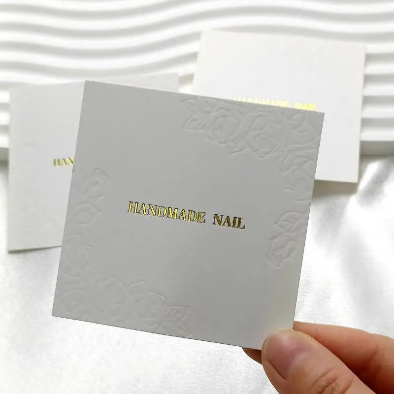 20 Sheets/Bag Press On Nails Packaging Bottom Cards Rose Embossing 75x75mm Handmade False Nail Display Show Card Manicure Tools Peaceful Pleasures Health and Wellness