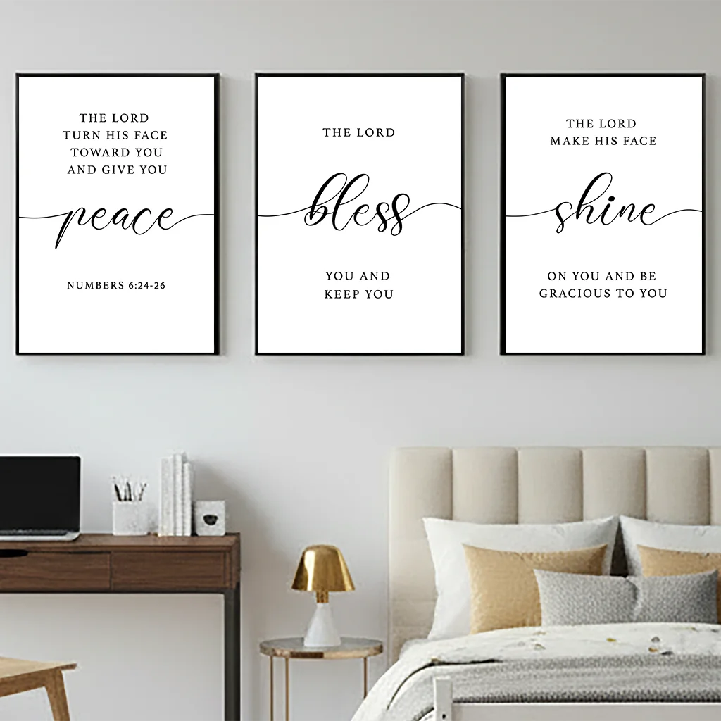 Christian Bible Verse Wall Art, Nordic Scripture Canvas Painting, Minimalist Poster Print for Office Bedroom Living Room Decor Peaceful Pleasures Health and Wellness