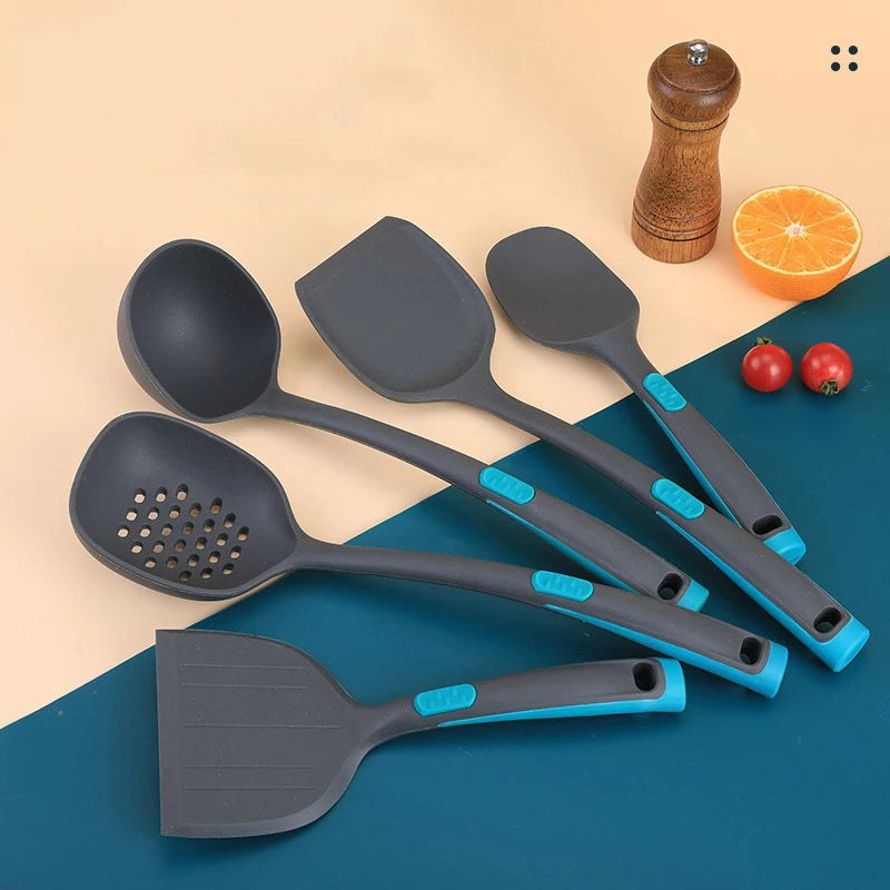 5-Piece Silicone Cooking Spoon & Spatula Set | Soup Spoon, Spatula, Strainer & More – Heat-Resistant Kitchen Utensils