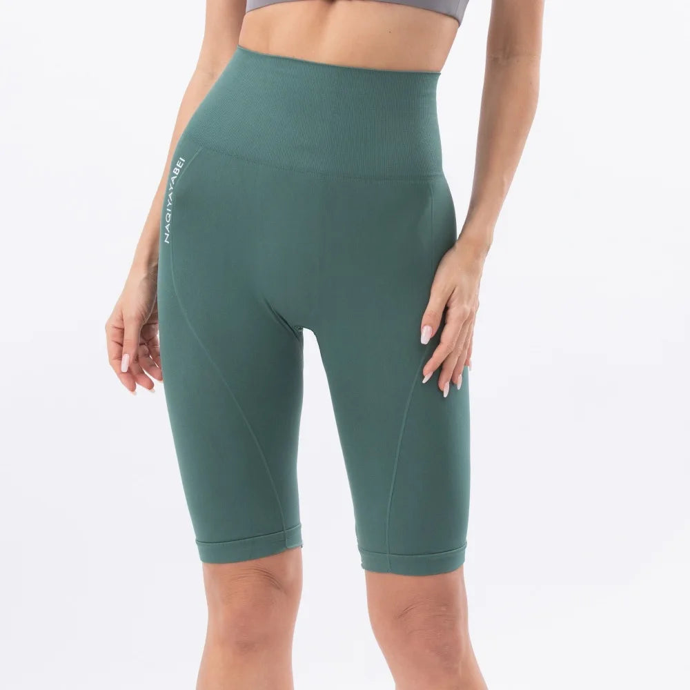 Running Yoga Capri Pants for Women High-waisted Elastic Hip-lifting Fitness Breathable Quick-drying and Belt-tightening Pants Peaceful Pleasures Health and Wellness green S M
