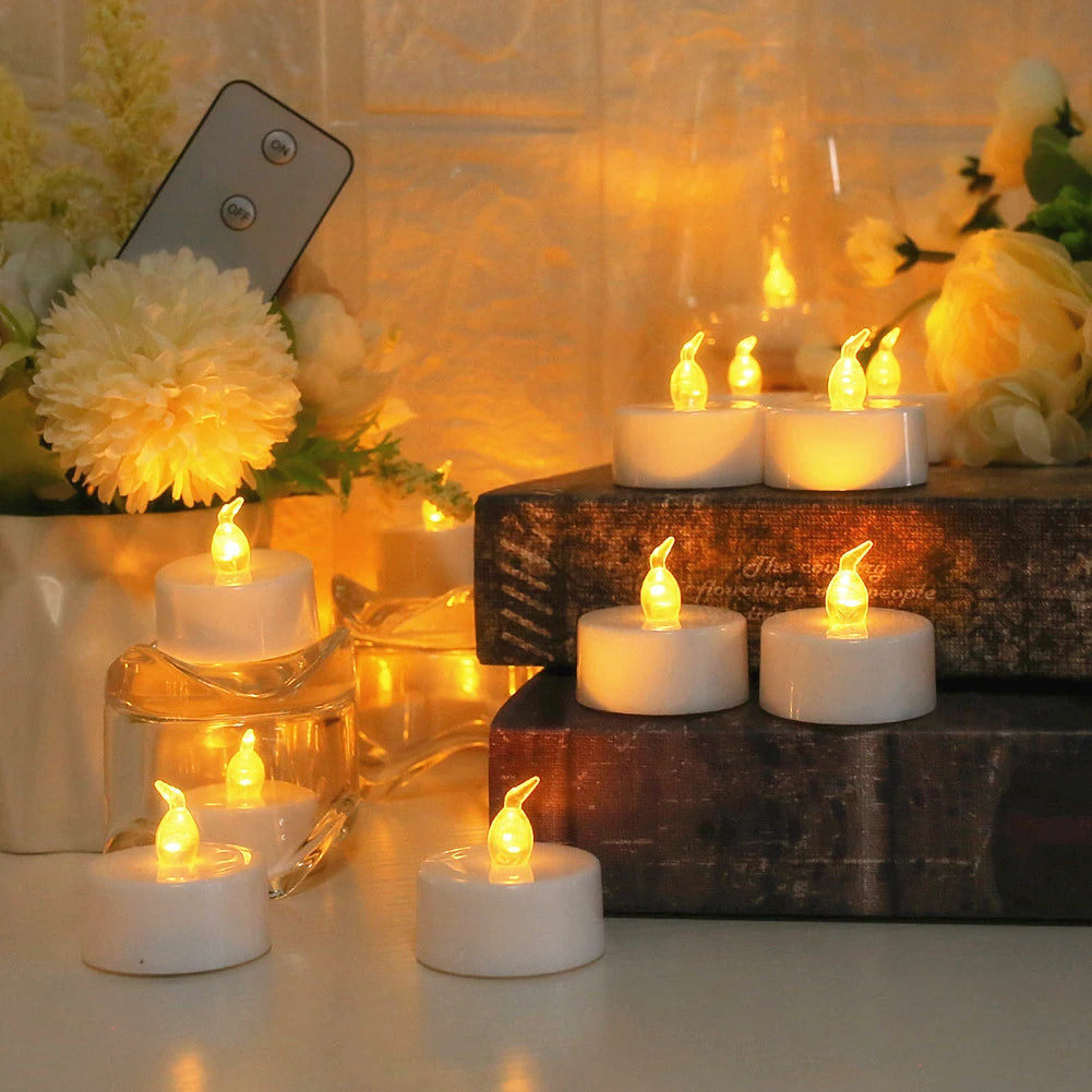 6-48Pc LED Flameless Candles Battery Operated Creative Wishing Tealight Warm White Fake Electric Candle For Halloween Christmas Peaceful Pleasures Health and Wellness