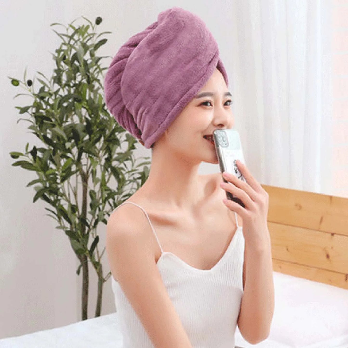 Coral Fleece Womens Hair Towel Cap Thick Bath Hat Super Soft Quick Dry Towel With Embroidery For Home Spa And Travel Peaceful Pleasures Health and Wellness