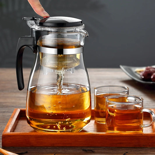 HMLOVE Heat Resistant Glass Teapot Puer Kettle Tea Infuser Chinese Peaceful Pleasures Health and Wellness