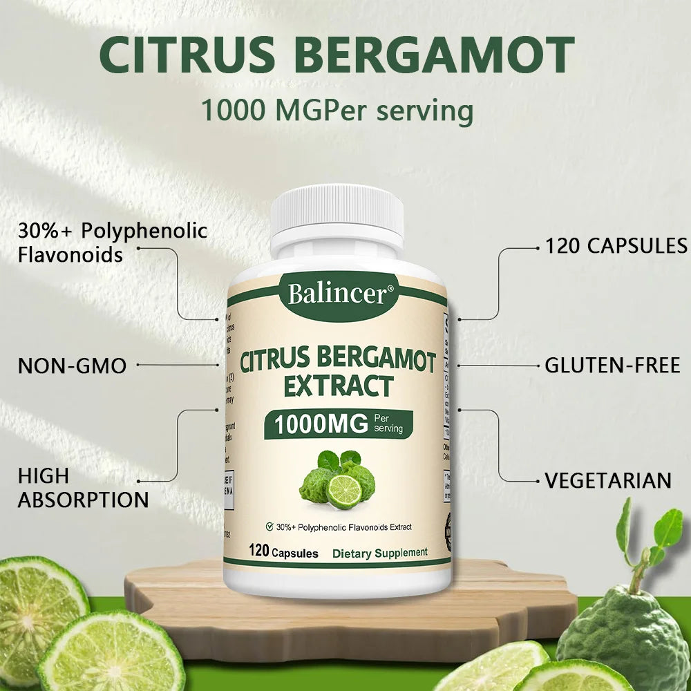 Citrus Bergamot Capsules 1000mg, Heart Health, Cardiovascular, Cholesterol & Blood Sugar & Immune Health Support, Antioxidant Peaceful Pleasures Health and Wellness
