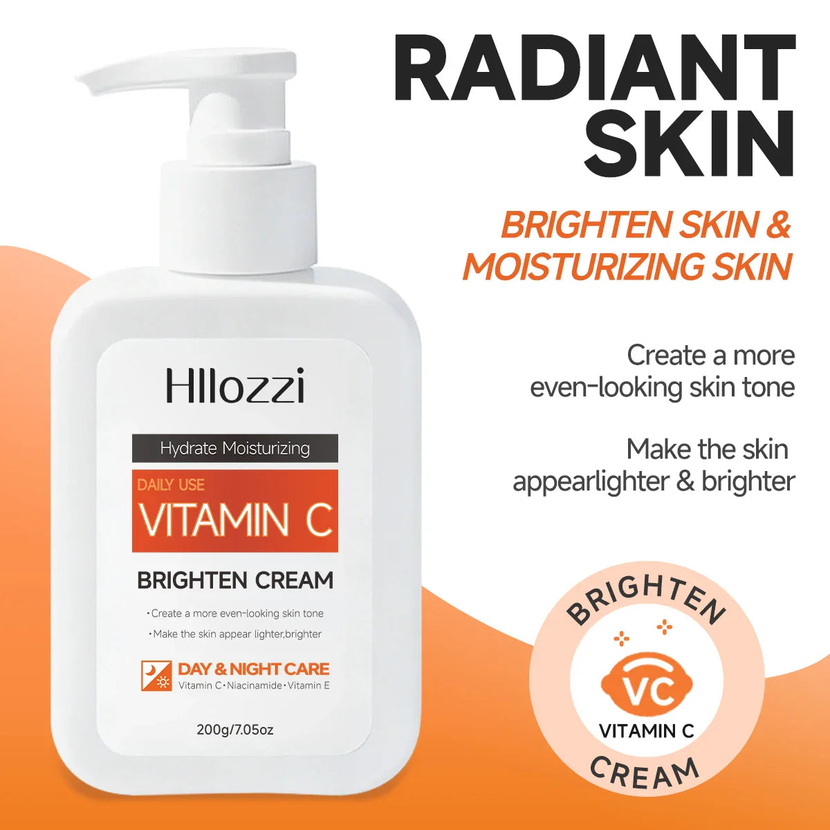 Brightening Body Cream – Vitamin C, E & Hyaluronic Acid 200g