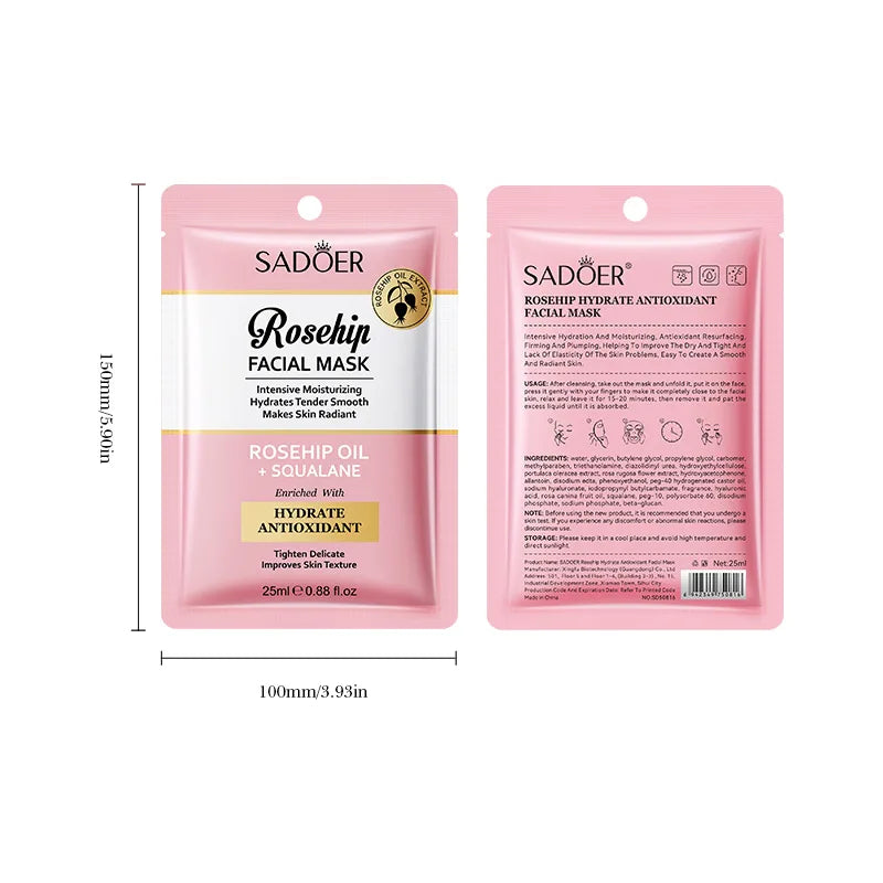 SADOER Rosehip Face Mask – Moisturizing, Anti-Wrinkle Sheet Mask