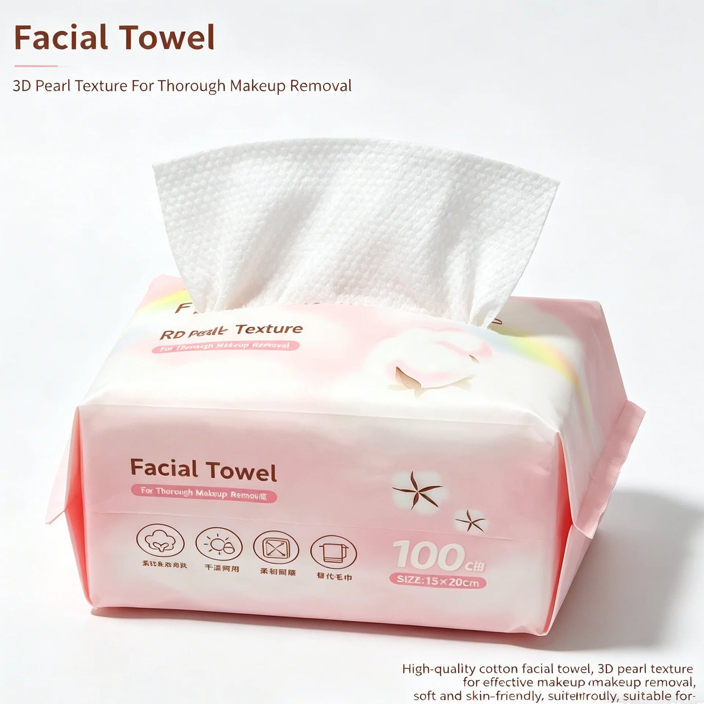 100 Reusable Cotton Face Towels | Pearl-Pattern Dry & Wet Use Reusable Face Towels Peaceful Pleasures Health and Wellness