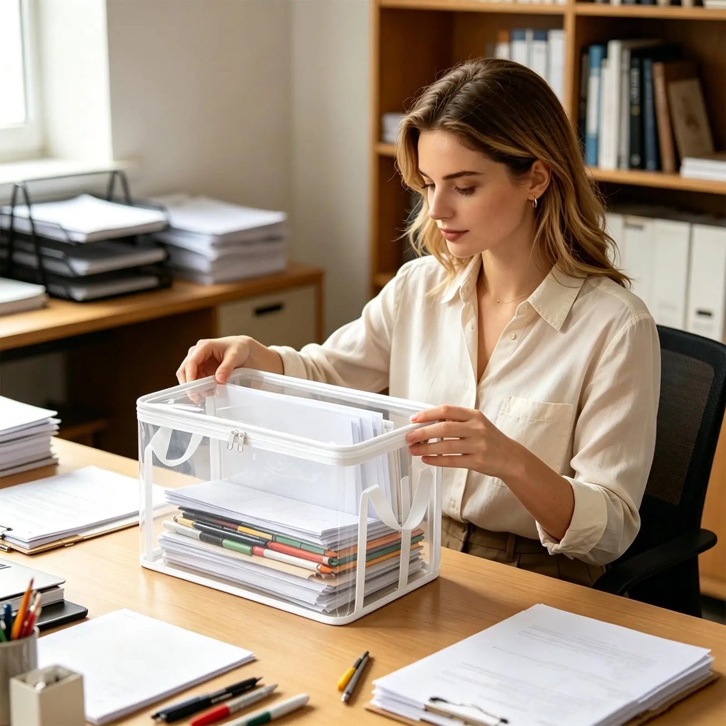 Clear Stackable PVC Storage Bins | 2-Pack Organizer Boxes