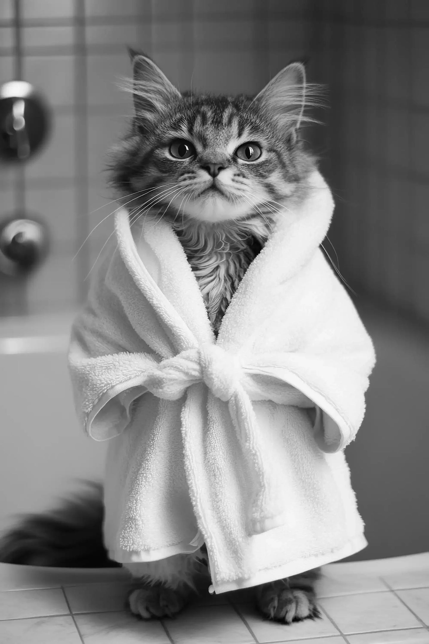 Black & White Cute Animal Toilet Paper Canvas Wall Art Poster
