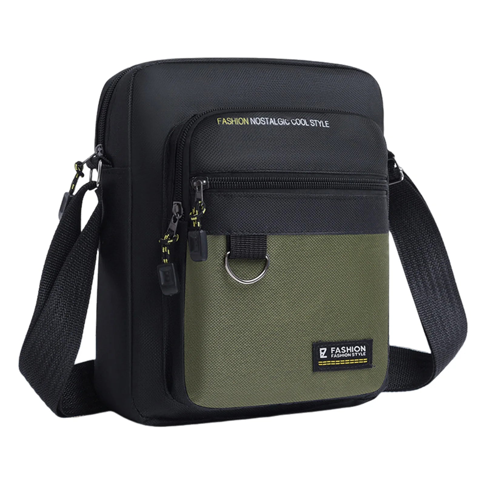 Waterproof Oxford Crossbody Bag Men Shoulder Bag Multi Layer Design Adjustable Strap Commuter Travel Lightweight Durable Peaceful Pleasures Health and Wellness green
