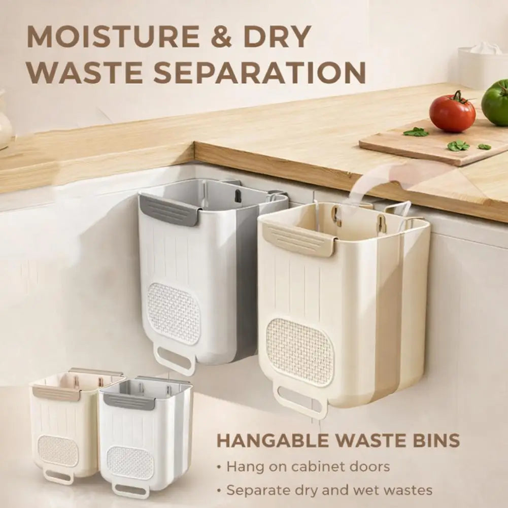 Foldable Hanging Kitchen Trash Can – Cabinet Door Waste Bin 6L Cabinet Door Trash Bin Peaceful Pleasures Health and Wellness