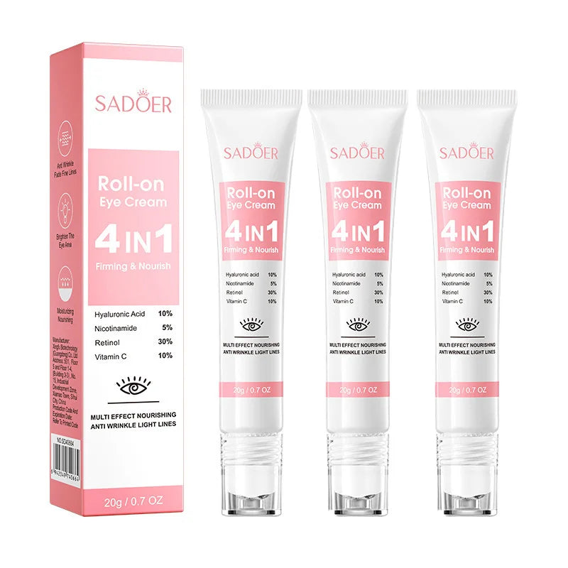 1/2/3pcs SADOER Eye Cream Retinol Nicotinamide Hyaluronic Acid Vitamin C Anti Dark Circle 4in1 Moisturizing Anti-Aging Eye Serum Peaceful Pleasures Health and Wellness 3Box