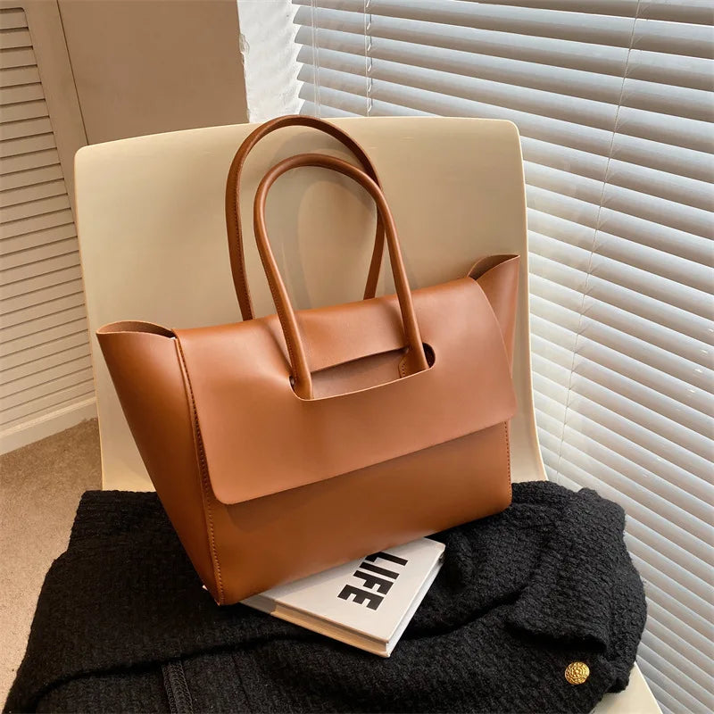 Korean Retro Tote Bag | Large Capacity Commuter Handbag Tote Handbag Peaceful Pleasures Health and Wellness Chocolate