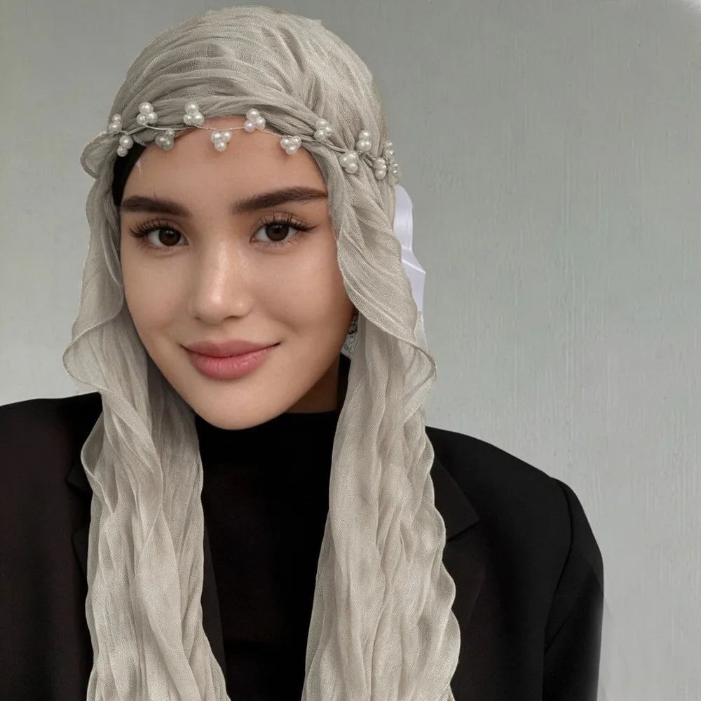 Solid Chiffon Scarf – Ruffled Shawl, Hijab & Wrap for Women