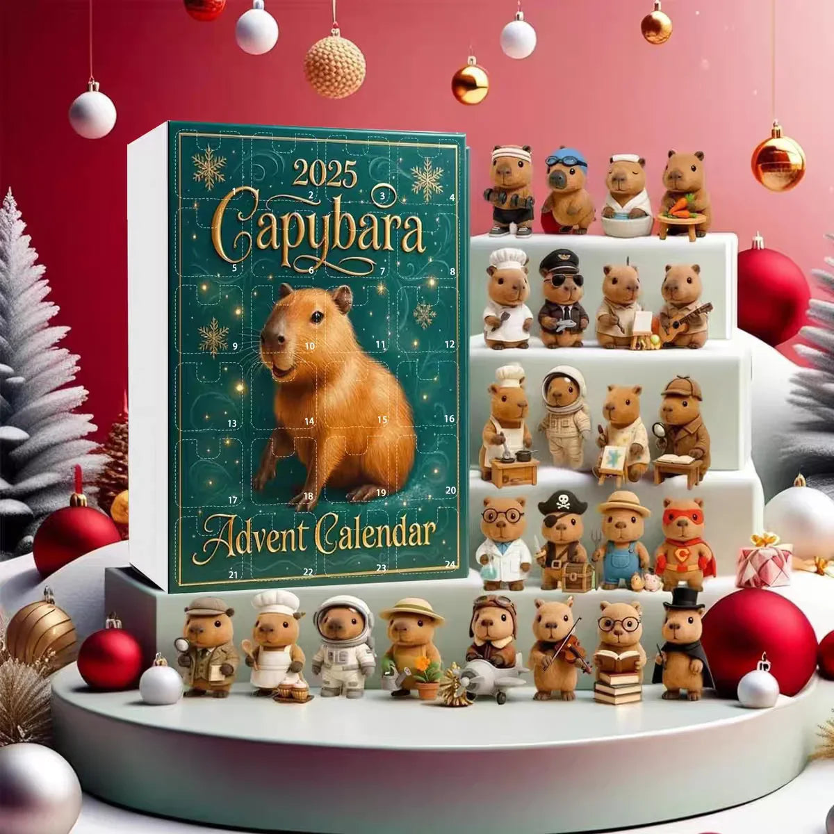 Capybara Advent Calendar – 24 Acrylic Christmas Ornaments