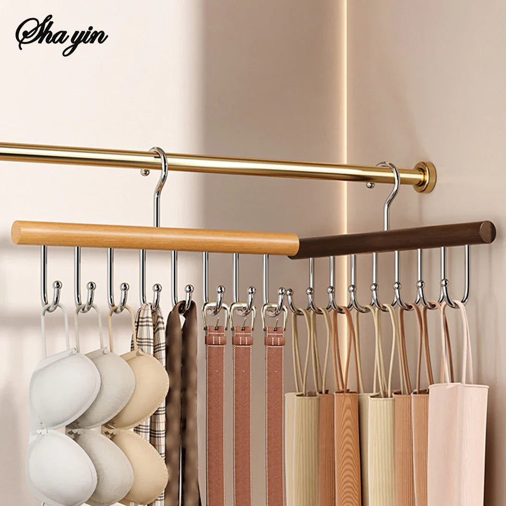 Wooden 8-Hook Hanger Rack | Clothes, Hats & Accessories Organizer