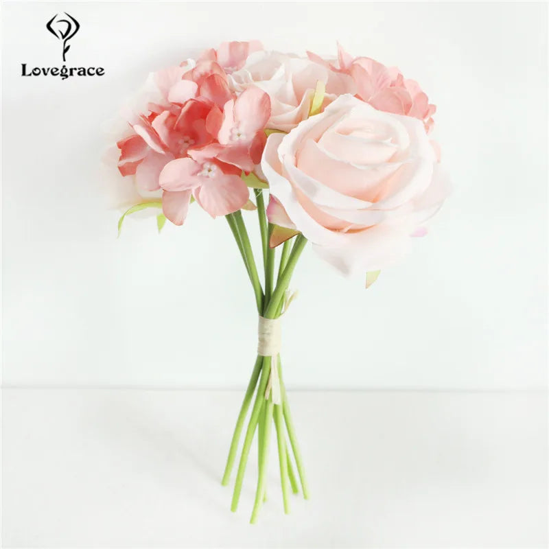 Silk Rose Wedding Bouquet – Artificial Bridal Flowers | Lovegrace