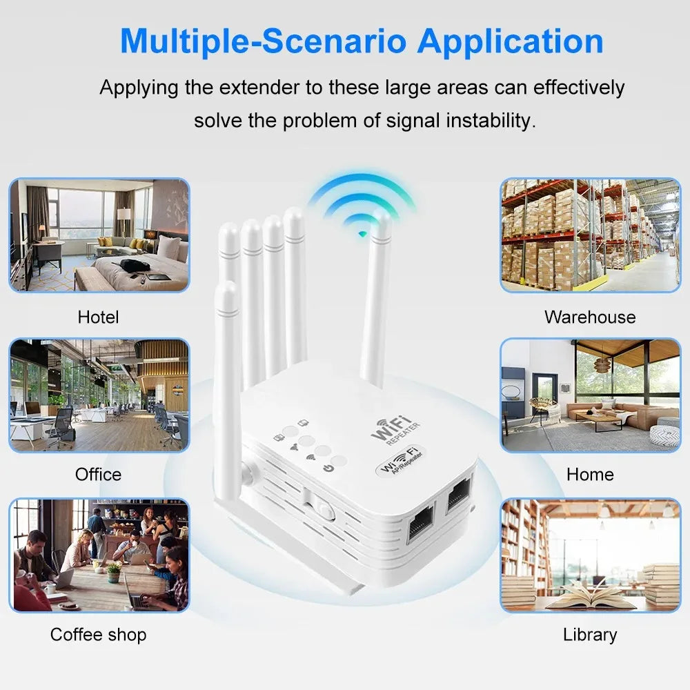1200Mbps Dual Band 2.4G/5G WiFi Repeater Extender Wireless Signal Booster Amplifier for Home Network Coverage Peaceful Pleasures Health and Wellness