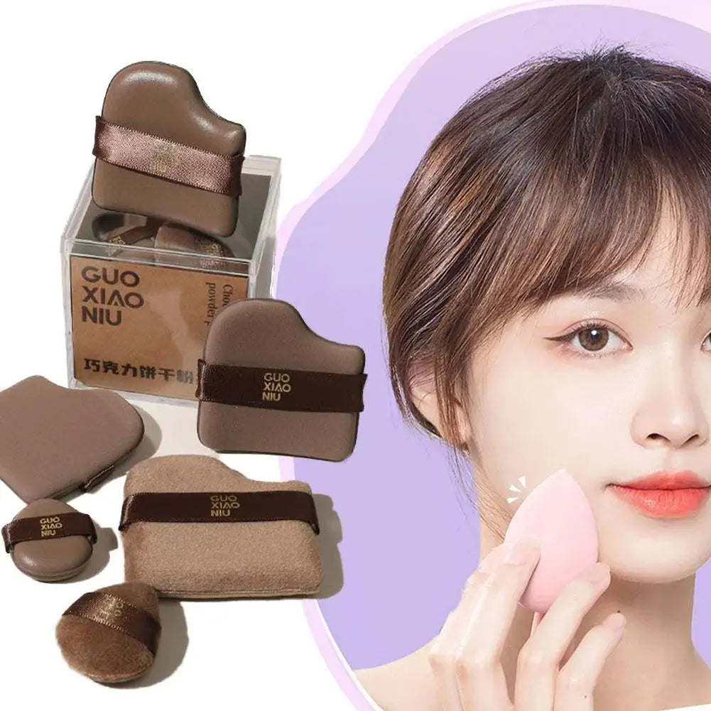 Chocolate Cookie Makeup Sponge Set – 6pcs Velvet Powder Puff