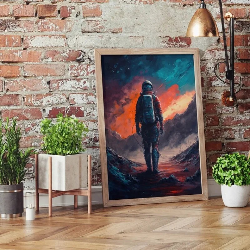 Astronaut Canvas Wall Art | Modern Sci-Fi Space Poster Print Canvas Wall Art Peaceful Pleasures Health and Wellness
