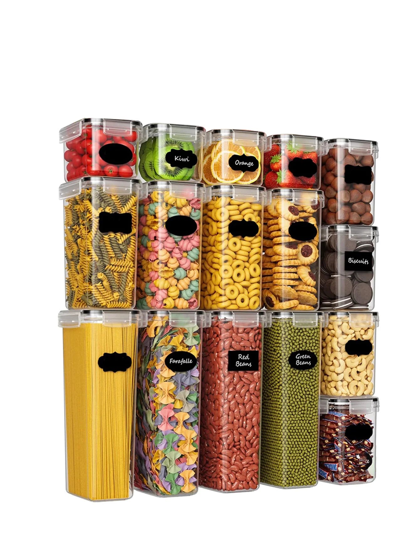 14pcs Airtight Pasta & Dry Food Storage Containers with Lids Kitchen Storage Peaceful Pleasures Health and Wellness