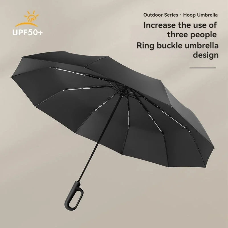 20-Rib Auto Folding Umbrella – Large Windproof Sun & Rain