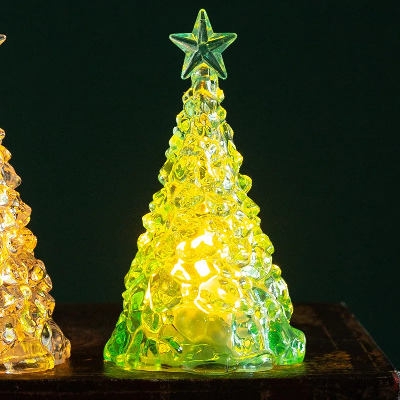 Crystal Christmas Tree Night Light | Battery Powered Star Design