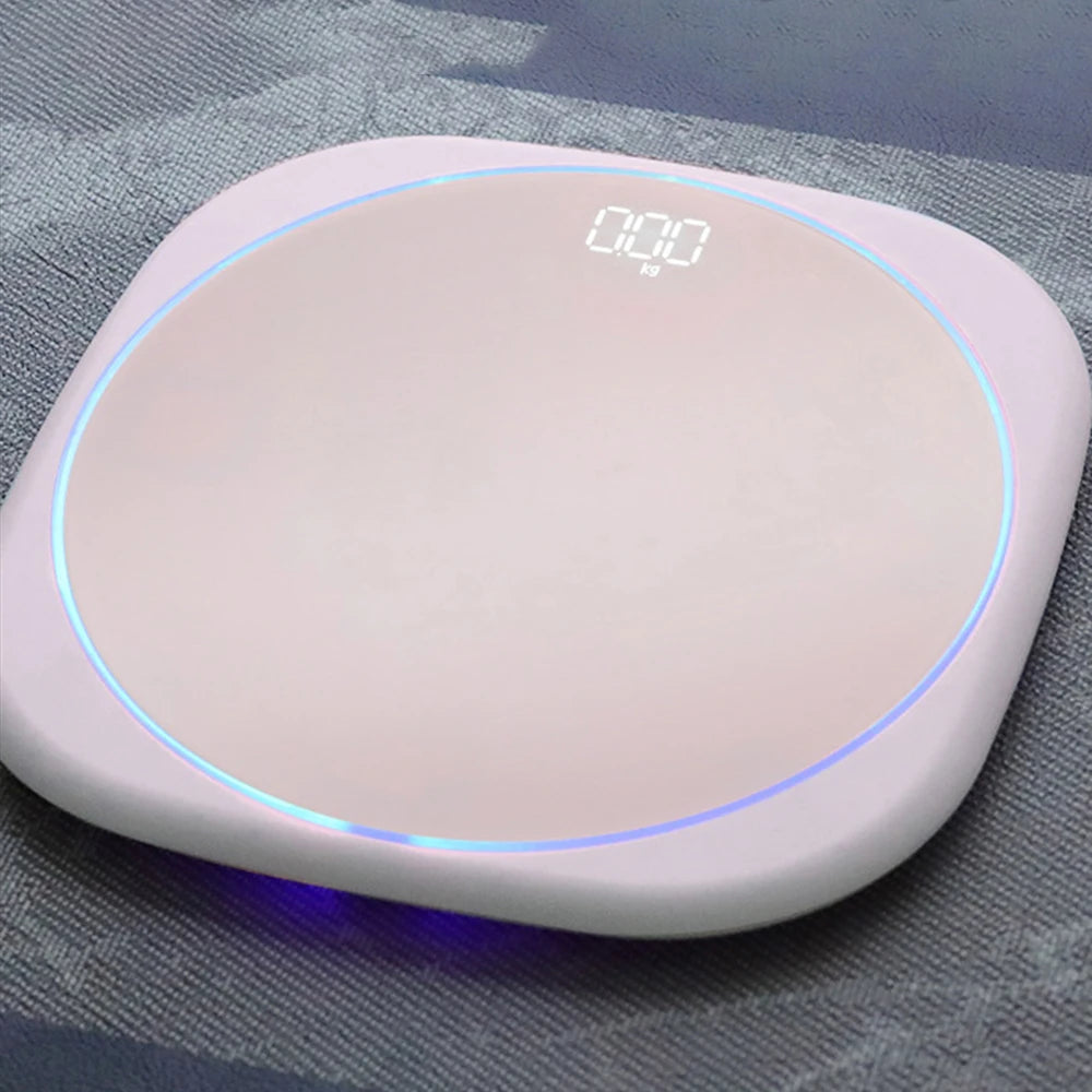 LED Definition Night Vision Electronic Scale 360 Degree Arc Light Household Body Fat Analyzer Intelligent Human Body Precision M Peaceful Pleasures Health and Wellness Pink
